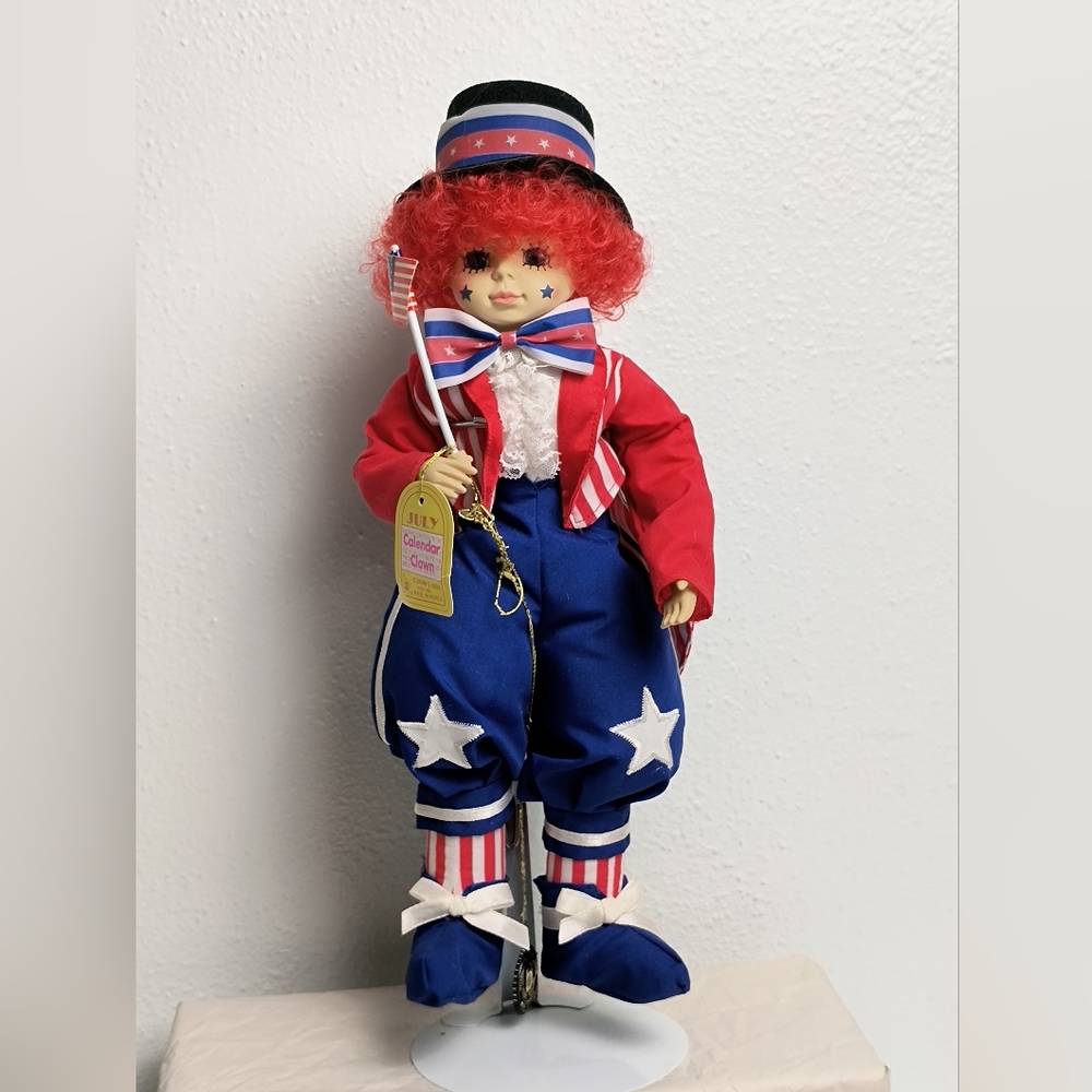 Brinn's 1988 Vintage July Calendar Clown Red/Blue Made In Korea Uncle Sa…